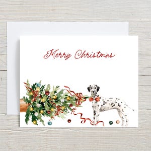 Dog Christmas Cards, Merry Christmas, Seasons Greetings, Box Set Holiday Cards, Naughty or Nice, Dog with Tree Greeting Cards, Dalmation