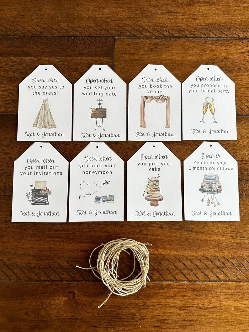 Hitos de la futura novia, Lista de verificación para la planificación de la boda, Regalo de compromiso, Etiquetas de vino de acuarela, Etiquetas impresas y enviadas, Regalo para la futura novia imagen 1