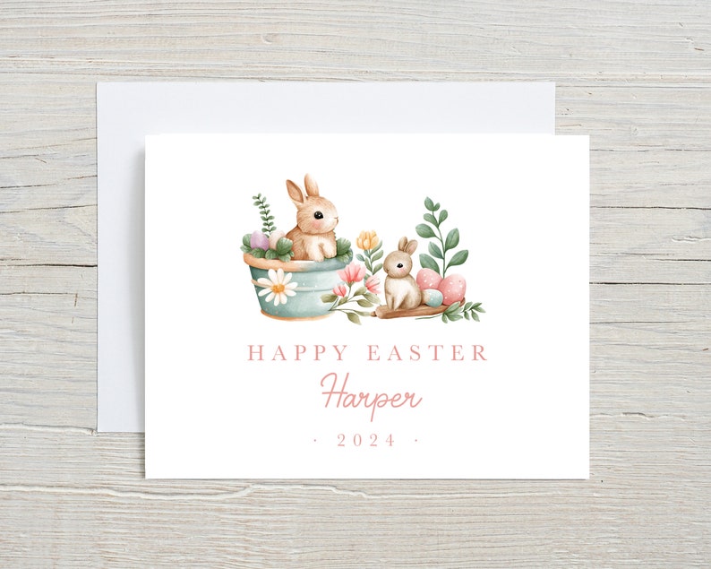 First Easter Card for baby Girl, Happy Easter Card for Kid, 2024 Easter card, babys 1st Easter, For Daughter Niece Granddaughter image 2