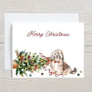 Havanese Christmas Cards, Happy Holiday, Merry Christmas, Box Set Cards, Naughty or Nice, Dog with Tree, Greeting Cards, Pet Christmas