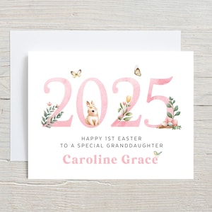 1ère Pâques de bébé, petite-fille, fille, nièce, première Pâques de bébé, cadeau de Pâques pour bébé, carte de Pâques 2025, carte de Pâques personnalisée