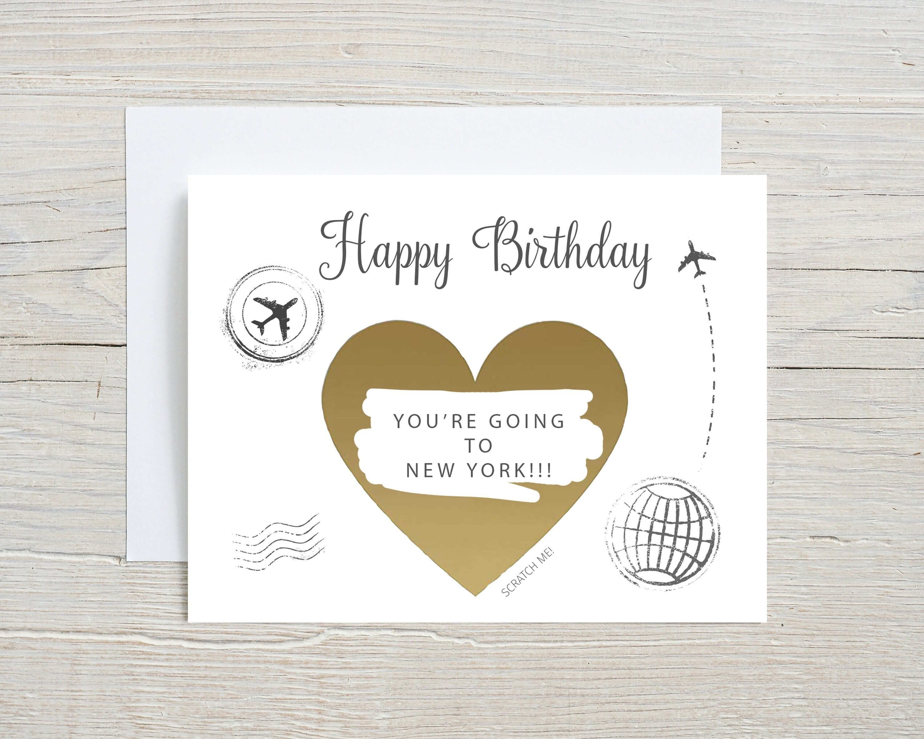 Happy Birthday Scratch off Card, Pack your bags, Personalized Card, Surprise Vacation , We're Going on a Trip, Vacation Gift