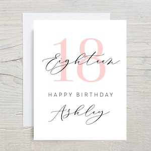 Carte d'anniversaire de 18 ans, Carte de 18 ans, Carte d'anniversaire d'un ami, Carte de 18 ans personnalisée, Rose 18e anniversaire, Personnalisée avec son nom