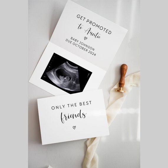 Only the best friends get promoted to Auntie, baby bestie on the way, Ultrasound photo , Sonogram picture, pregnancy annoucement