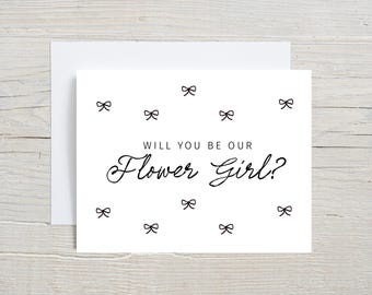 Flower girl Proposal Card, Will You Be Our flower girl, Ribbon Bow Cute Proposal card, Whimsical coquette bridal party Card