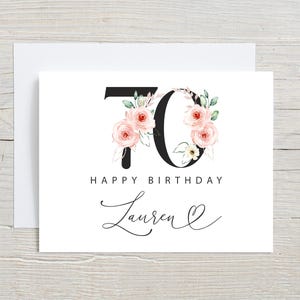 Carte de 70e anniversaire, carte de joyeux soixante-dix ans, personnalisée avec nom, soixante-dix anniversaire, 70 ans, carte pour un ami, pour grand-mère, maman