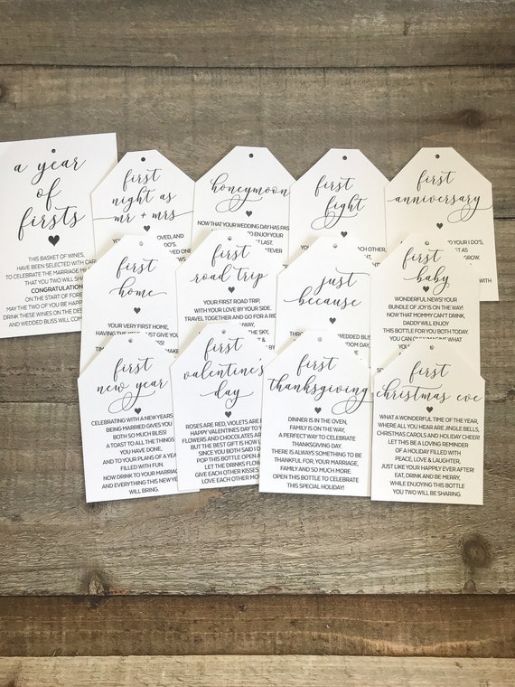 Digital Download Marriage Milestone Heart Wine Tags First | Etsy