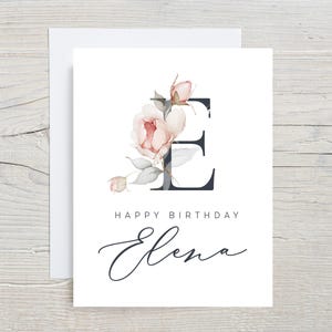 Carte d'anniversaire florale pour amie, 18e anniversaire, sur mesure, nom avec fleurs, carte d'anniversaire pour elle, 21-30e, n'importe quel anniversaire