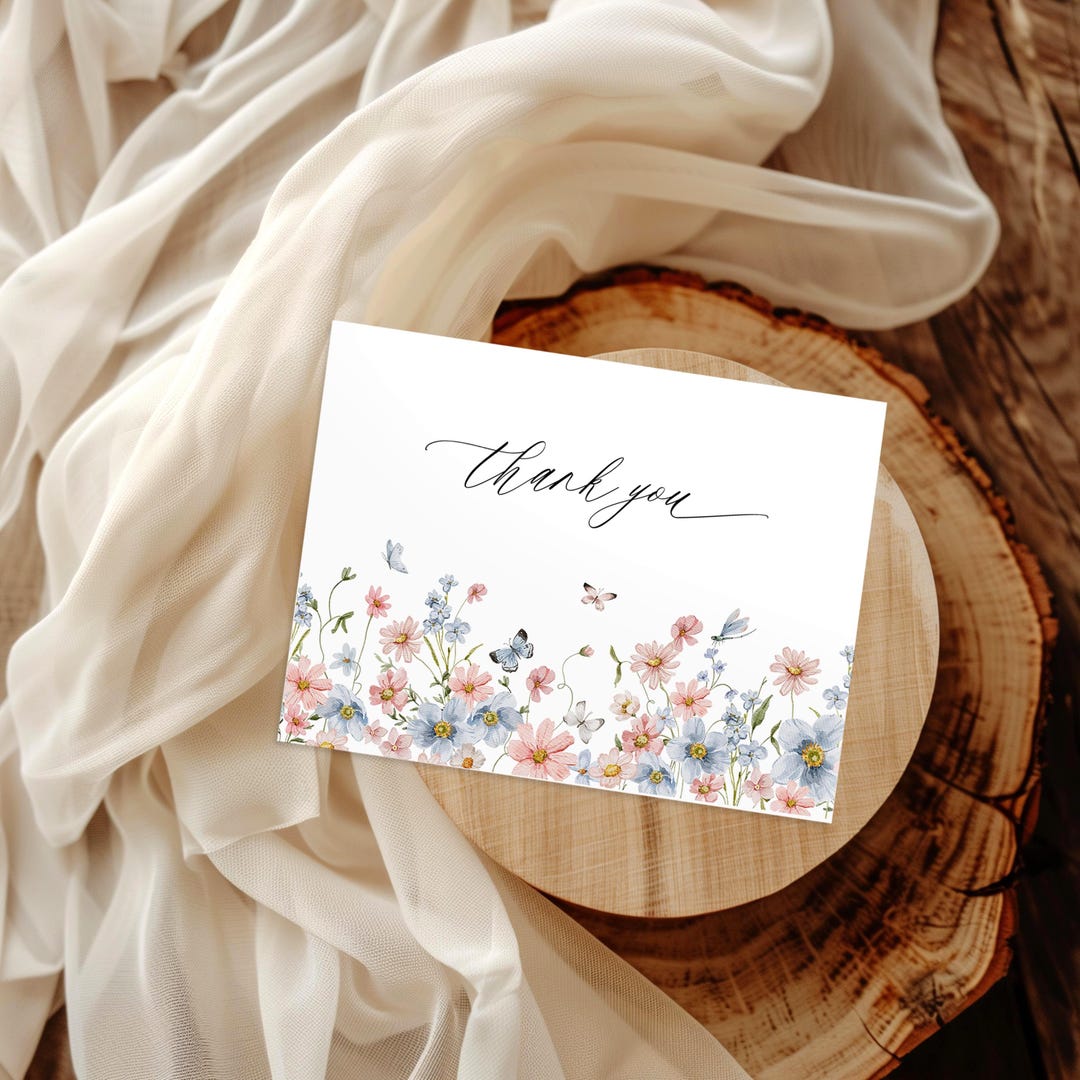 Blush Meadow Floral Thank You Cards: Bridal Shower, Personalized With ...