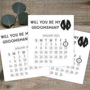 Proposition des garçons d'honneur, serez-vous mon témoin ? Carte Groomsman, Carte Calendrier, Carte personnalisée personnalisée