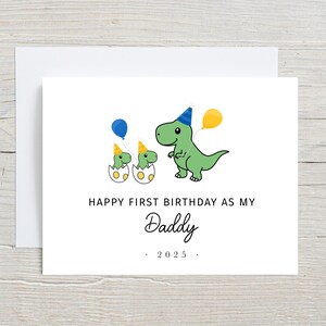 Joyeux premier anniversaire en tant que papa, carte pour papa de jumeaux, carte de jumeaux enfants, de fille fils, souvenir pour papa, T-Rex Bday, pour père
