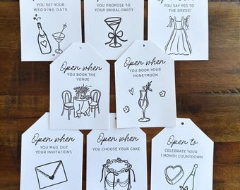 Engagement gift idea, Wedding Planning Milestones, wine tags, Printed and Shipped Tags, Bride to be gift, newly weds to be, Digital Download