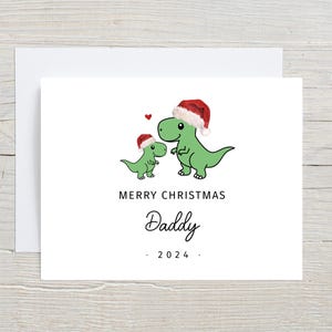 Joyeux Noël papa, carte pour papa et bébé, carte pour enfants, fille et fils, cadeau pour papa, carte de vœux T-Rex, carte de Noël 2024