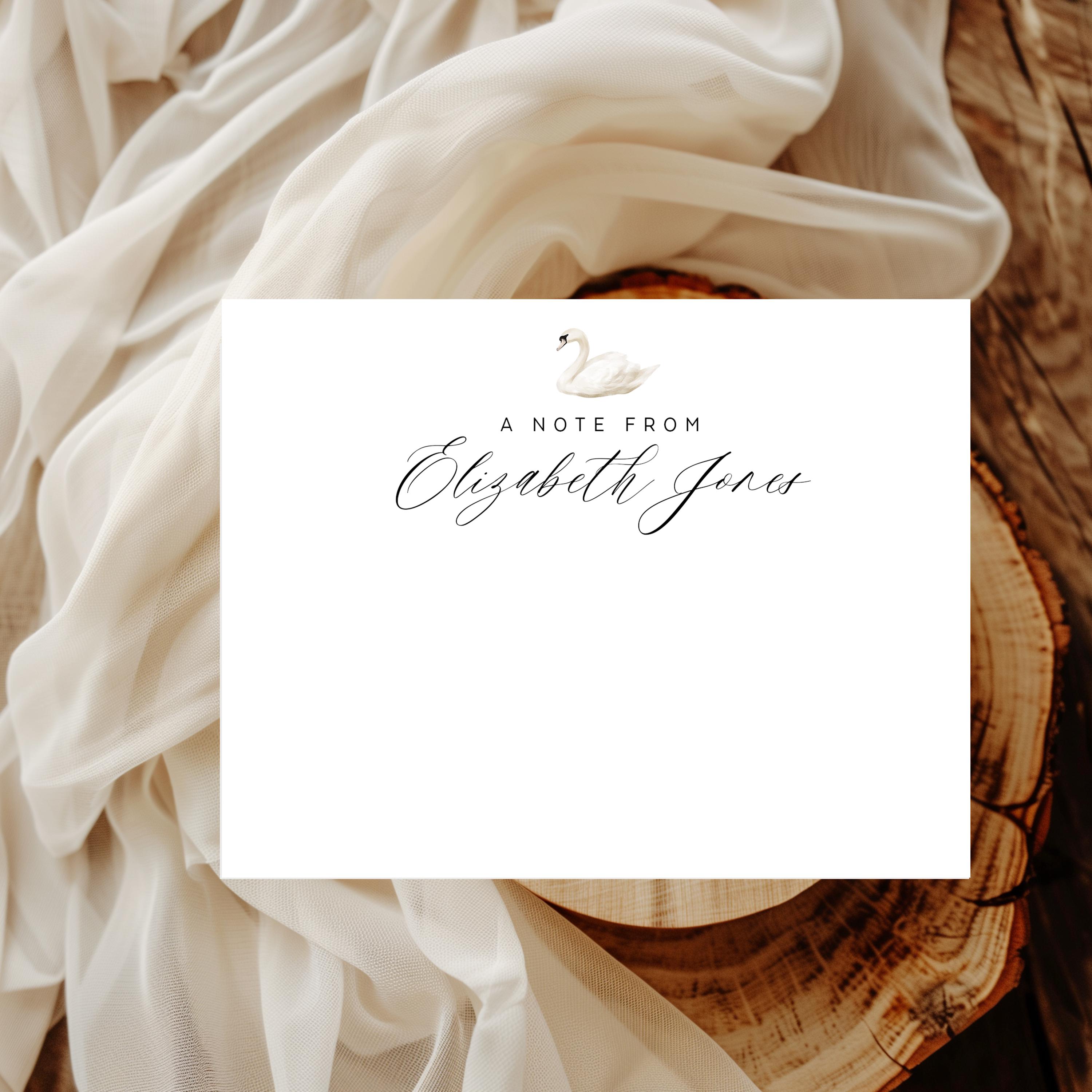 A Note From, Personalized Notecards Stationery, Elegant Stylish Script ...