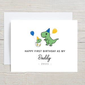Joyeux premier anniversaire en tant que papa, carte pour papa pour bébé, carte pour enfants, carte pour fils fille, souvenir pour papa, anniversaire T-Rex, carte pour père