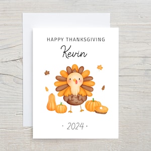 Carte de Thanksgiving pour fils ou fille, carte pour nièce ou neveu, carte de Thanksgiving pour enfants, carte de Turquie fille ou garçon, personnalisée 2024
