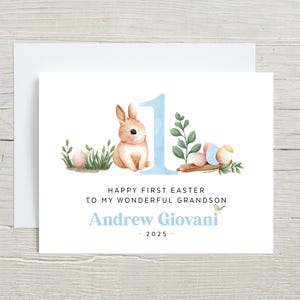 Joyeuses 1ères cartes de Pâques, pour petit garçon, carte de Pâques pour garçons, carte de Pâques pour enfants, joyeuses premières cartes de Pâques, Pâques 2025, pour petit-fils Pâques