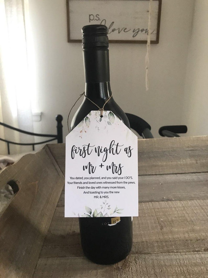 Printed Marriage Milestone Tags, Watercolor Wine Tags, First Year milestones, wine poem,Wine basket tags,Milestone wine tag,A year of firsts image 4