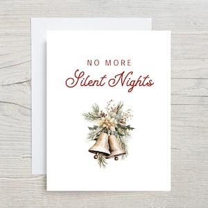 Fini les nuits silencieuses, carte de Noël, faire-part de grossesse, nous sommes enceintes, carte révélatrice, annonce bébé, nouveaux grands-parents