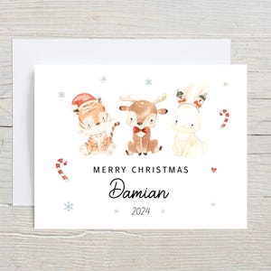 Première carte de Noël de bébé 2024, carte de Noël personnalisée, 1ère carte de Noël, carte animaux de la ferme, souvenir personnalisé, nièce neveu
