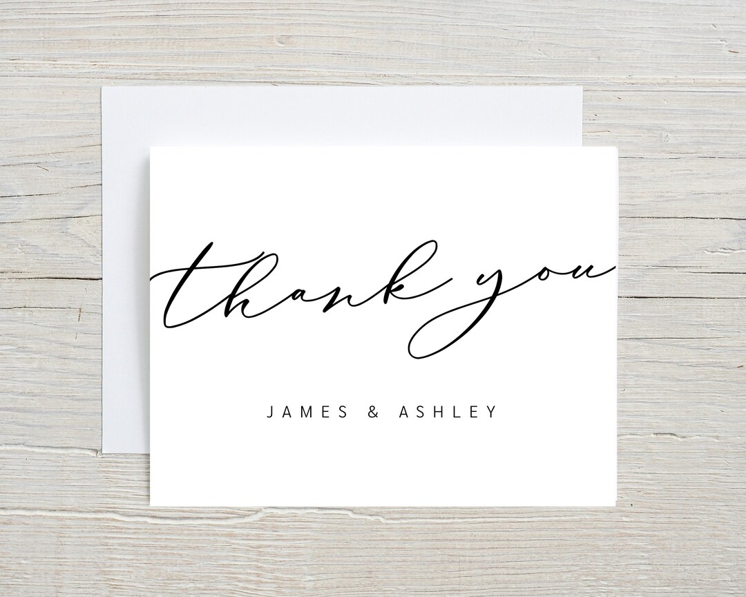 Thank You Card Set, Black and White, Personalized Note Cards, Couples