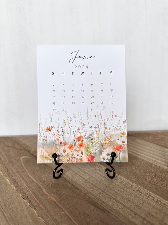 Meadow Floral calendar 2027,  desk Calendar with stand, watercolor flowers, 5x7 size, A2 calendar