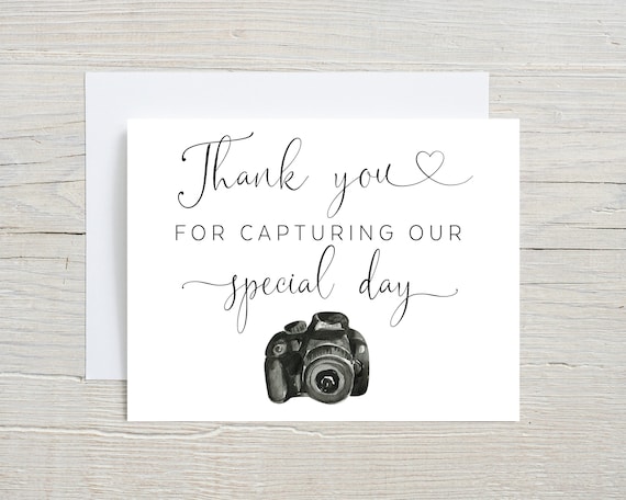Thank you for capturing our special day, wedding photographer thank you card, Camera thank you, Videographer Thank you, wedding vendor card