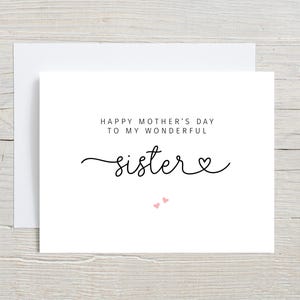 Carte de fête des mères soeur, cartes pour soeur, carte à ma soeur, cadeau soeur pour elle, carte belle-soeur, bonne fête des mères, fête des mères 2025