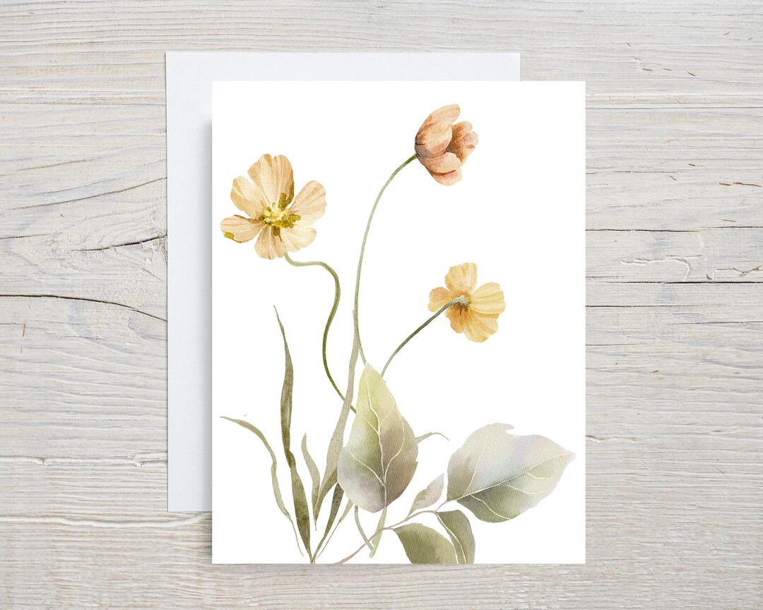 Wildflower Card Set: Watercolor Floral Note Cards With Envelopes - Etsy