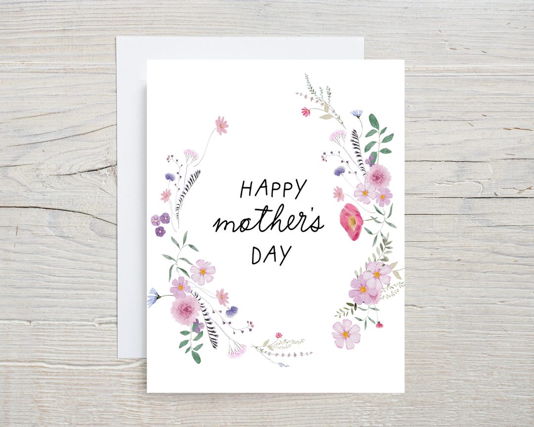 Floral Mother's Day Card, Happy Mothers Day, Card for Mothers Day, Mom ...