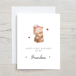 Premier anniversaire de ma grand-mère, 1er anniversaire de ma grand-mère, 1er anniversaire de ma grand-mère, carte personnalisée de grand-père, de petit-enfant, pour ma grand-mère, grand-mère