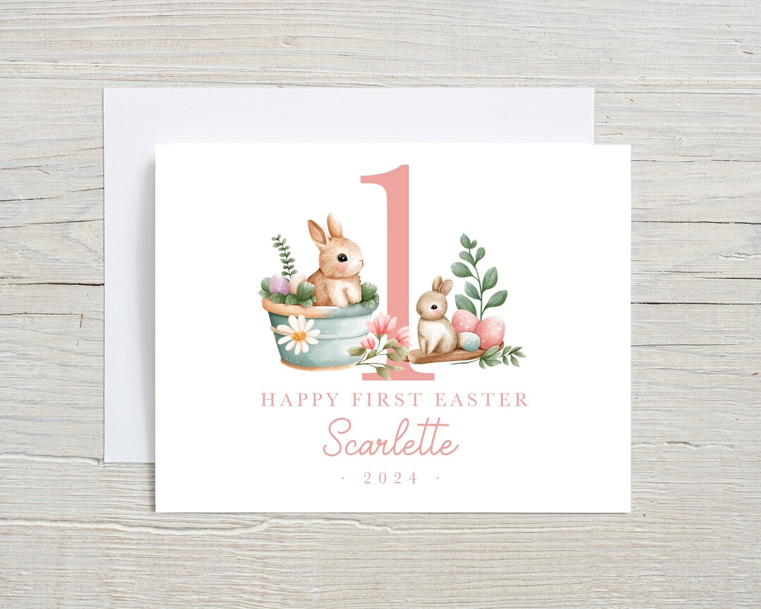 First Easter Card for Baby Girl, Happy Easter Card for Kid, 2025 Easter ...