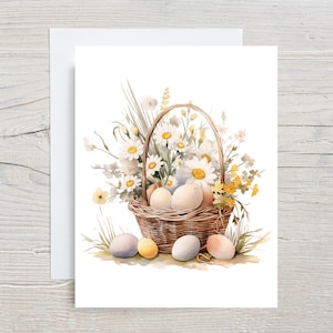 Easter card set, watercolor spring note cards, blank cards notecards, folded stationery set, Watercolor Easter eggs, floral Cards bulk
