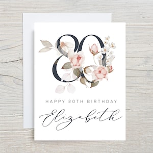 Carte de 80e anniversaire, carte d'anniversaire d'un ami, 80e anniversaire, carte de 80 ans, 80e anniversaire, personnalisée avec son nom