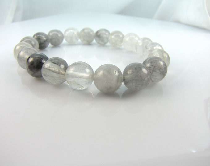 Gray Cloudy Quartz Bracelet 10 mm bead
