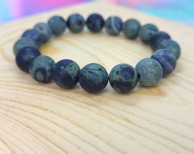 Natural Green Mate Kambaba Stone bracelet 10 mm beads