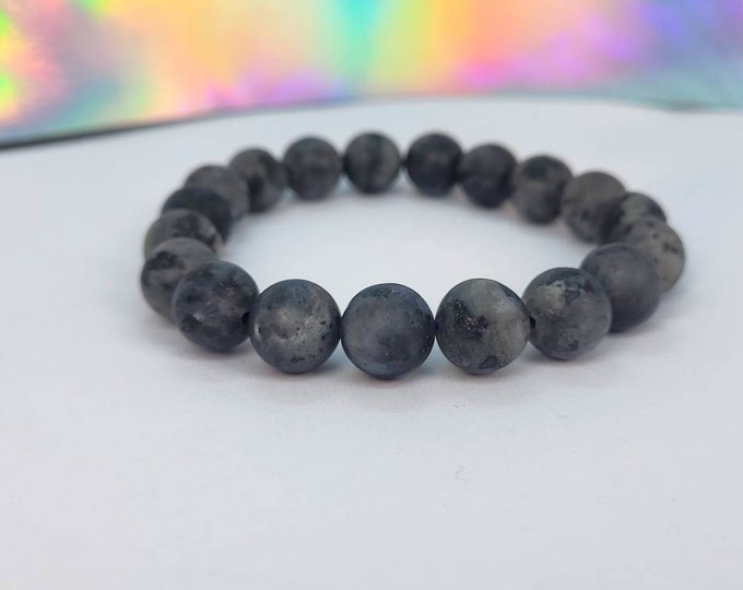 Natural black Spectrolite bracelet 10 mm beads