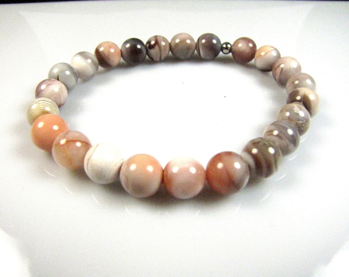 Natural Pink Botswana Agate bracelet 8 mm bead
