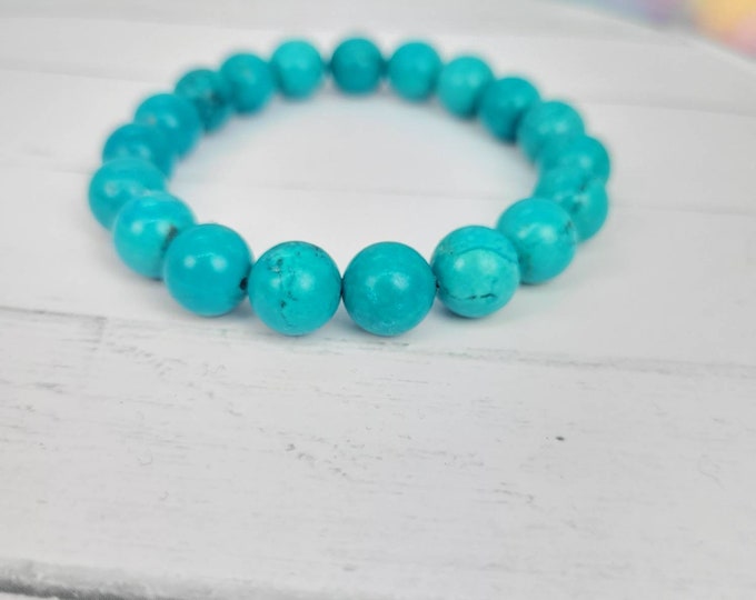 Blue Turquoise Bracelet 10 mm beads