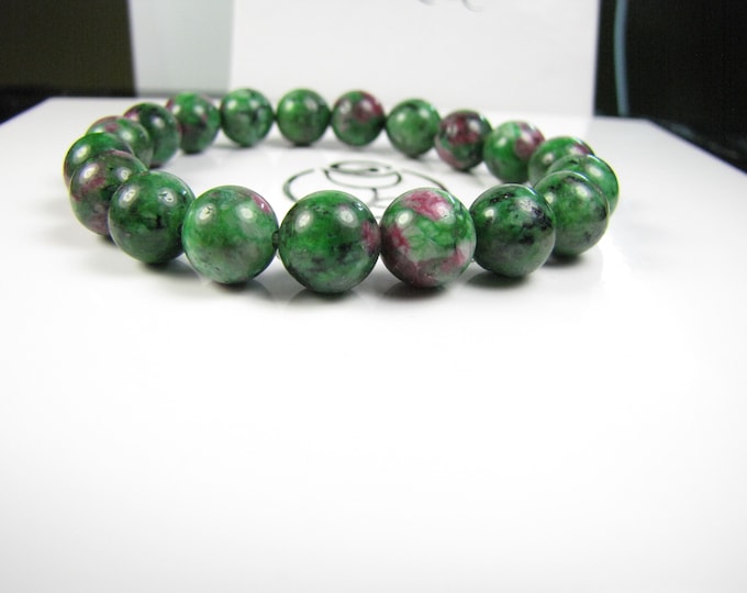 Epidote Zoisite 10 mm  bead bracelet, Natural gemstone bracelet, Beaded bracelet, Gift for her, Gift for him,