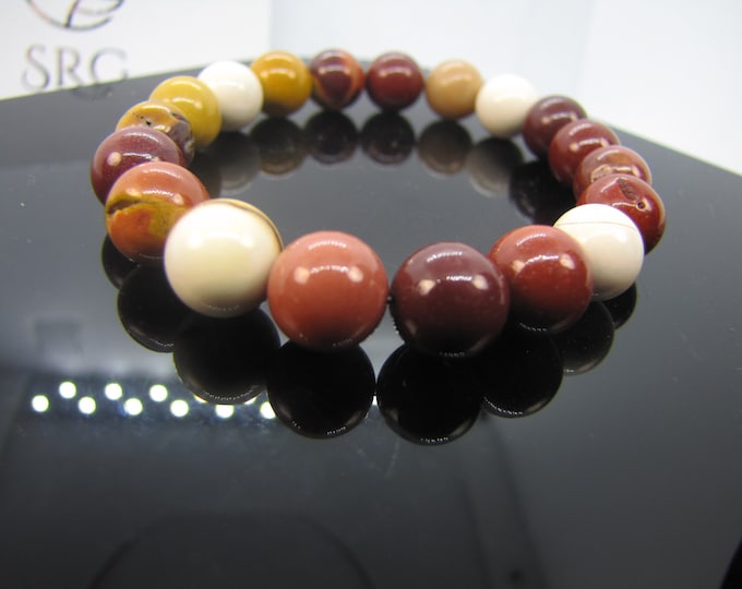 Natural Mookaite  Bracelet 10 mm bead.