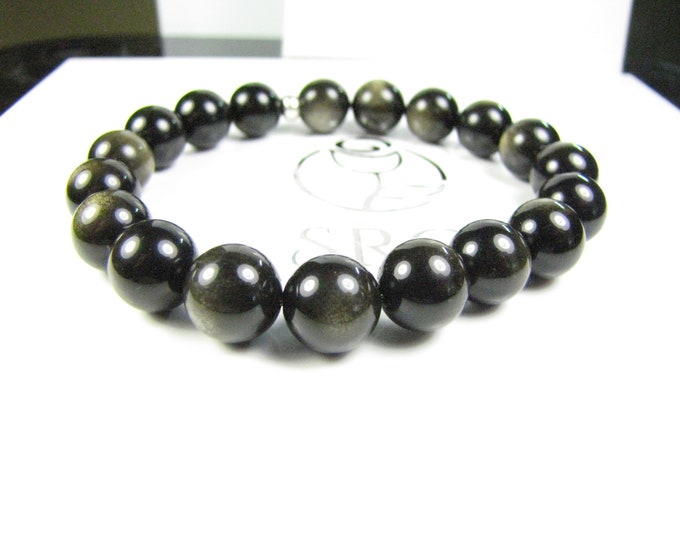AAA Gold Obsidian  Bracelet 10 mm bead, Gift, Beaded  bracelet, Natural gemstone jewelry, healing bracelet