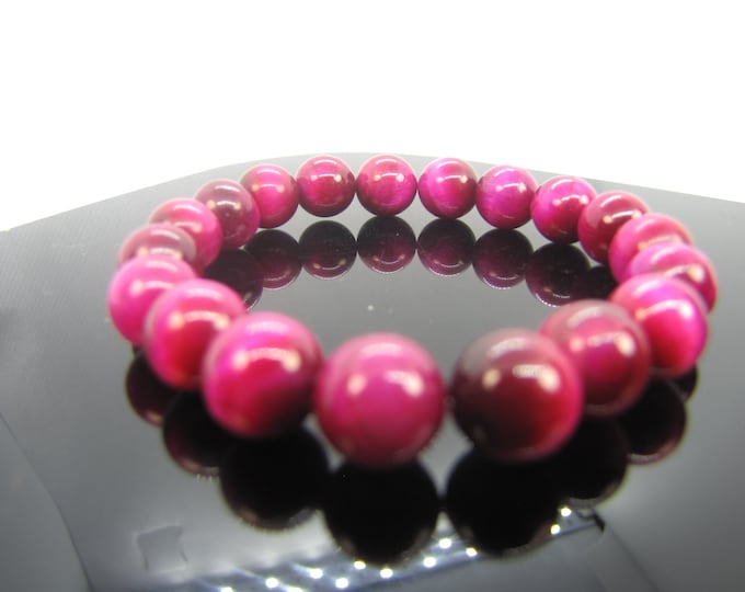 Fine AAA Rose  Natural Tiger's Eye Bracelet 10 mm bead.