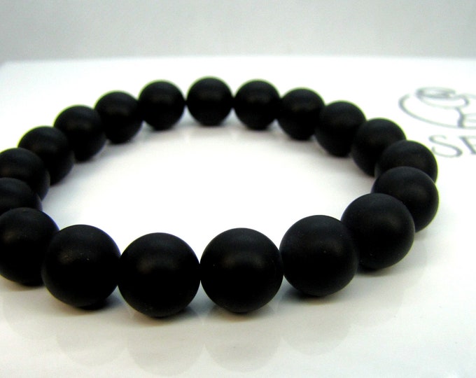 Black Agate (Mate ) Bracelet 10 mm bead