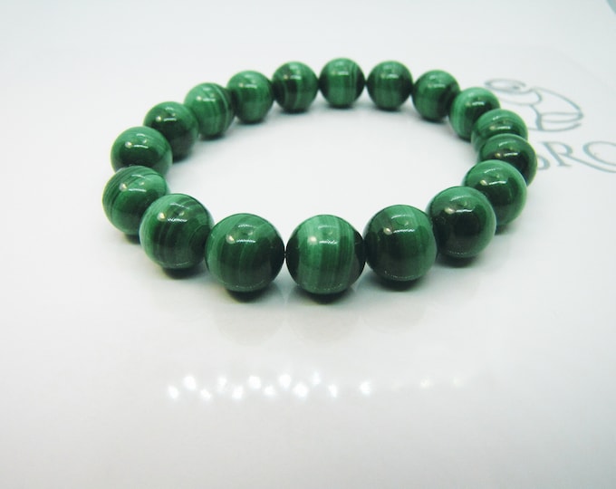 Natural gemstone bracelet Malachite 10 mm bead  AAA grade