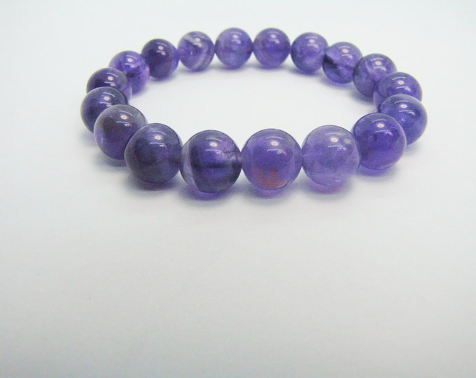 AAA Purple Quartz Amethyst bracelet for Men or Women 10 mm bead
