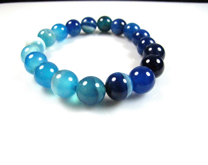Natural AAA Blue Stripe Agate Natural Stone bracelet 10 mm beads