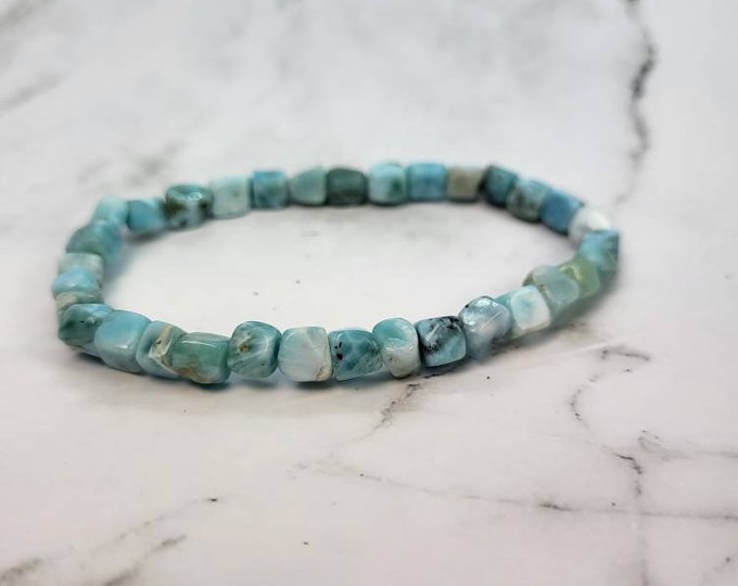 Natural 4.5-6mm Larimar square bracelet
