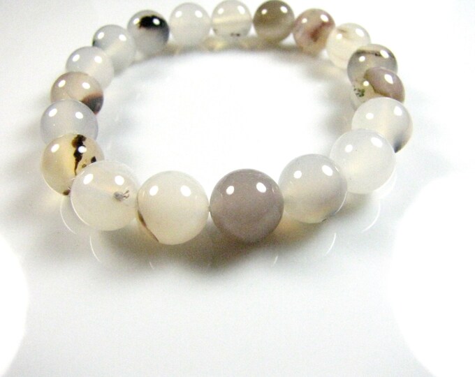 AAA Natural Agate White pattern stone bracelet  10 mm bead