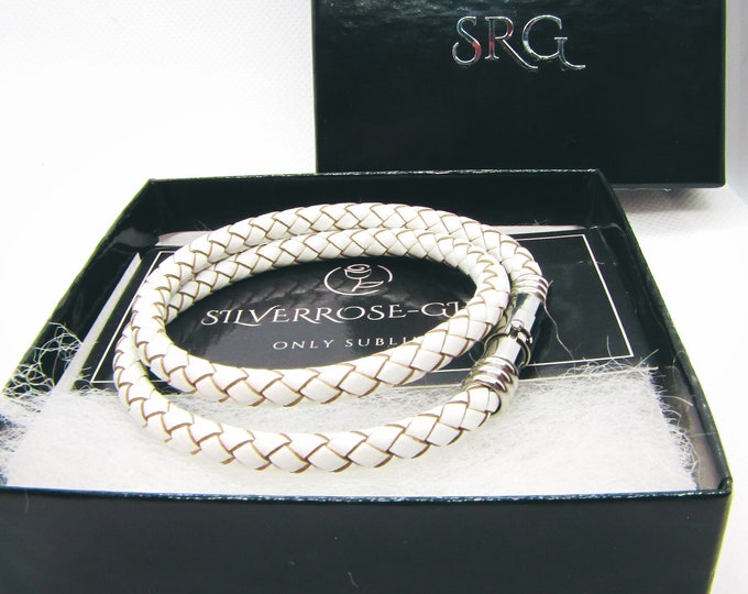 Double Wrapped Leather Bracelet With Stainless Steel Magnetic Clasps